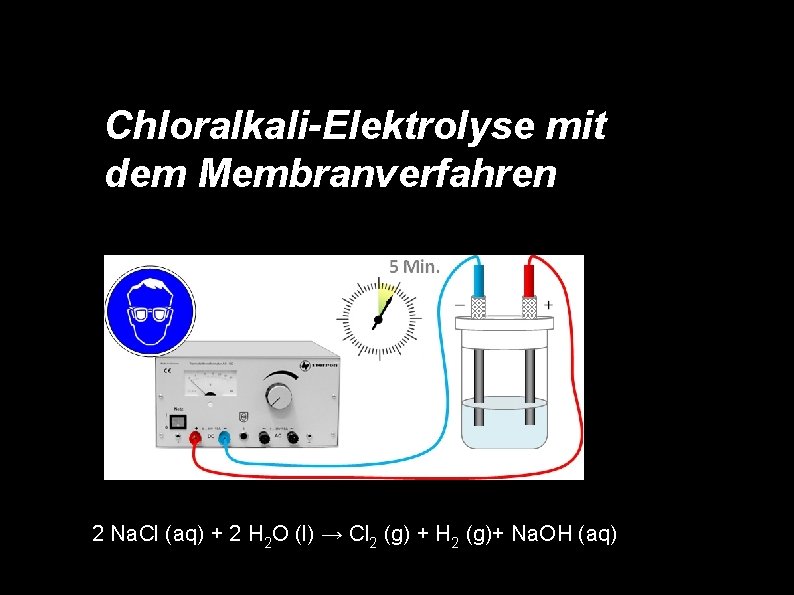 Chloralkali-Elektrolyse mit dem Membranverfahren 2 Na. Cl (aq) + 2 H 2 O (l)