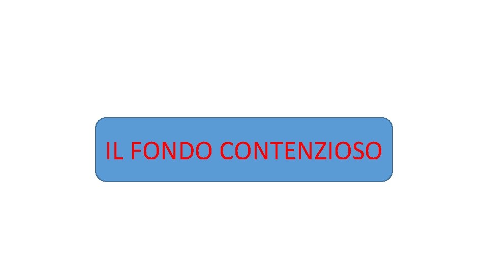 IL FONDO CONTENZIOSO IL FONDO CONTENZIOSO