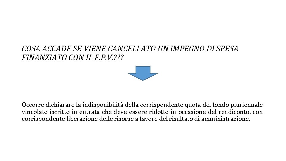COSA ACCADE SE VIENE CANCELLATO UN IMPEGNO DI SPESA FINANZIATO CON IL F. P. COSA ACCADE SE VIENE CANCELLATO UN IMPEGNO DI SPESA FINANZIATO CON IL F. P.