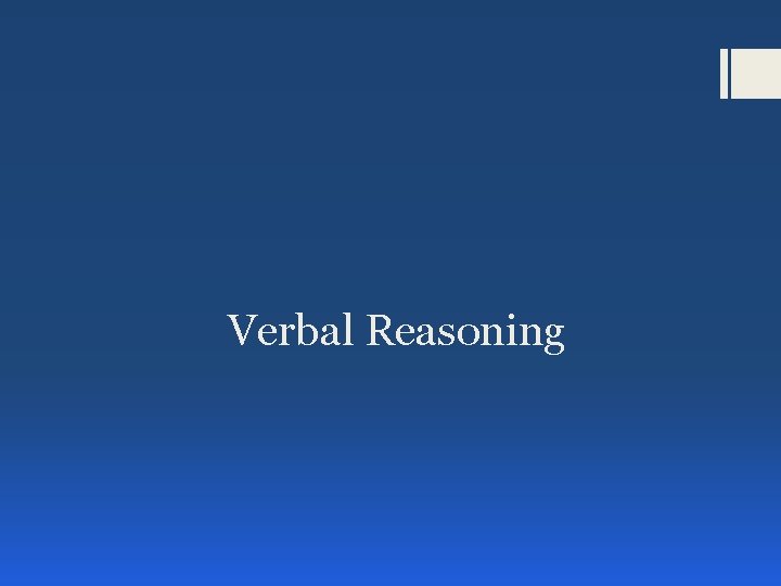 Verbal Reasoning 