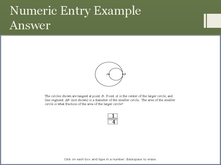 Numeric Entry Example Answer 1 4 