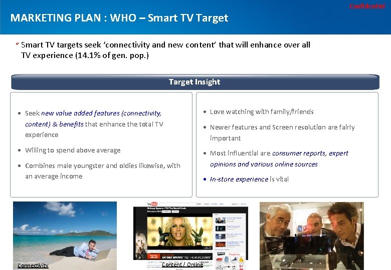 Confidential MARKETING PLAN : WHO – Smart TV Target Smart TV targets seek ‘connectivity