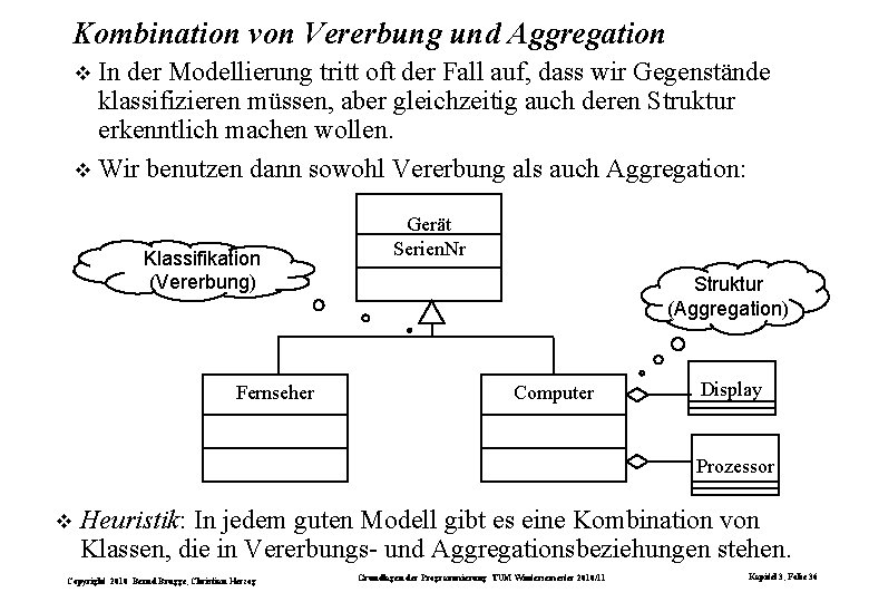 Kombination von Vererbung und Aggregation In der Modellierung tritt oft der Fall auf, dass