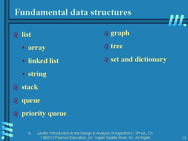 Fundamental data structures b list b graph • array b tree • linked list