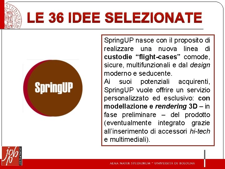 LE 36 IDEE SELEZIONATE Spring. UP nasce con il proposito di realizzare una nuova