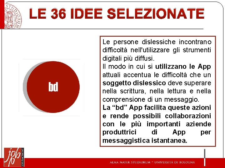  LE 36 IDEE SELEZIONATE Le persone dislessiche incontrano difficoltà nell'utilizzare gli strumenti digitali