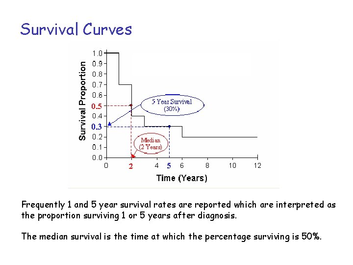 Survival Curves Frequently 1 and 5 year survival rates are reported which are interpreted