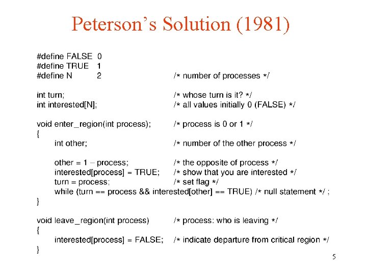 Peterson’s Solution (1981) 5 