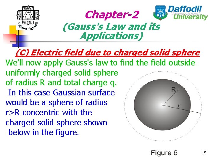 Chapter-2 (Gauss's Law and its Applications) (C) Electric field due to charged solid sphere