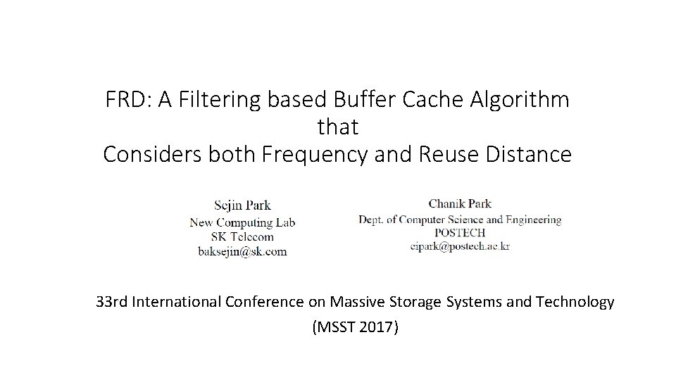 FRD: A Filtering based Buffer Cache Algorithm that Considers both Frequency and Reuse Distance