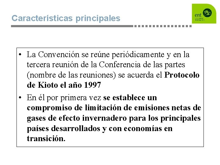 Características principales • La Convención se reúne periódicamente y en la tercera reunión de