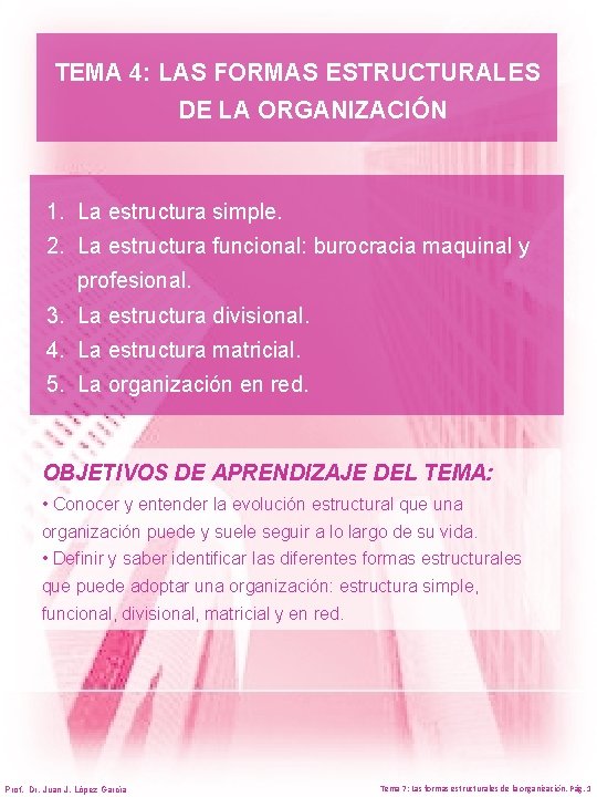 TEMA 4: LAS FORMAS ESTRUCTURALES DE LA ORGANIZACIÓN 1. La estructura simple. 2. La