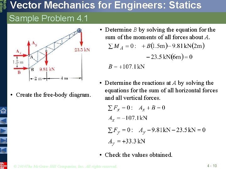 Ninth Edition Vector Mechanics for Engineers: Statics Sample Problem 4. 1 • Determine B