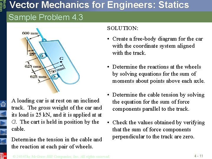 Ninth Edition Vector Mechanics for Engineers: Statics Sample Problem 4. 3 SOLUTION: • Create