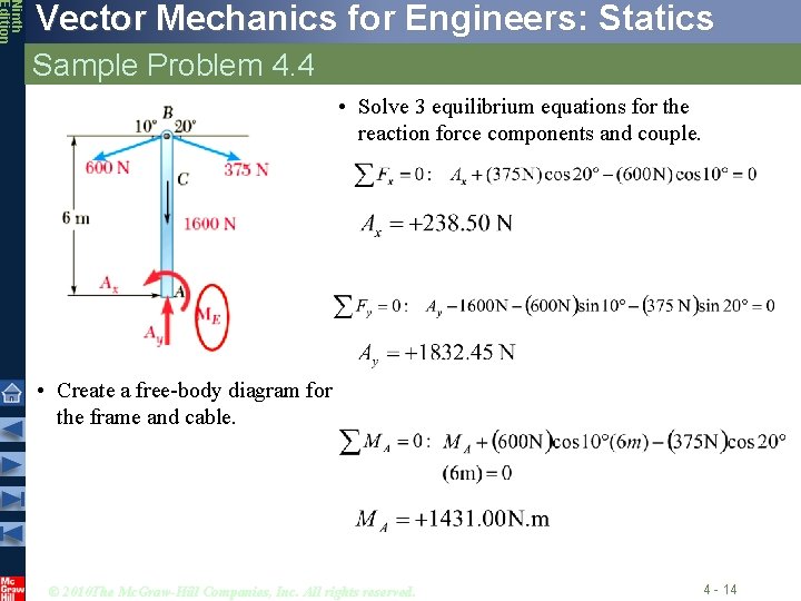 Ninth Edition Vector Mechanics for Engineers: Statics Sample Problem 4. 4 • Solve 3