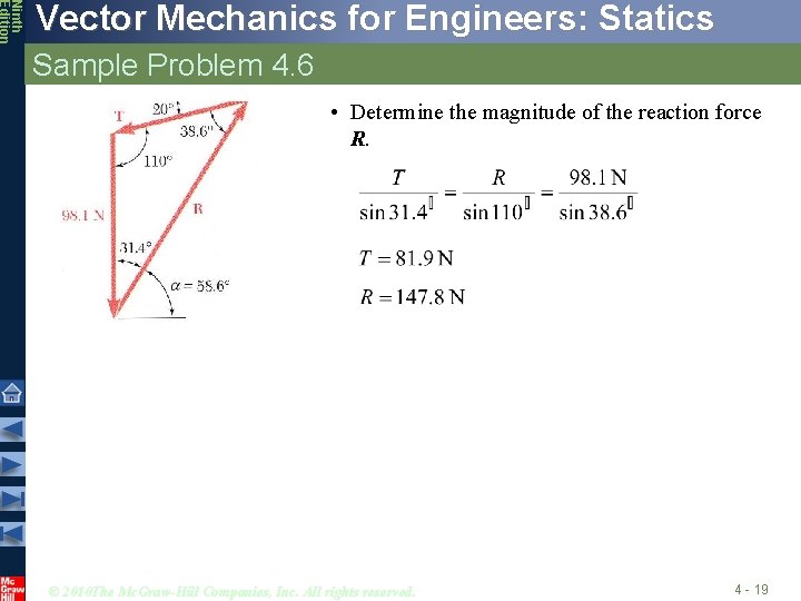 Ninth Edition Vector Mechanics for Engineers: Statics Sample Problem 4. 6 • Determine the