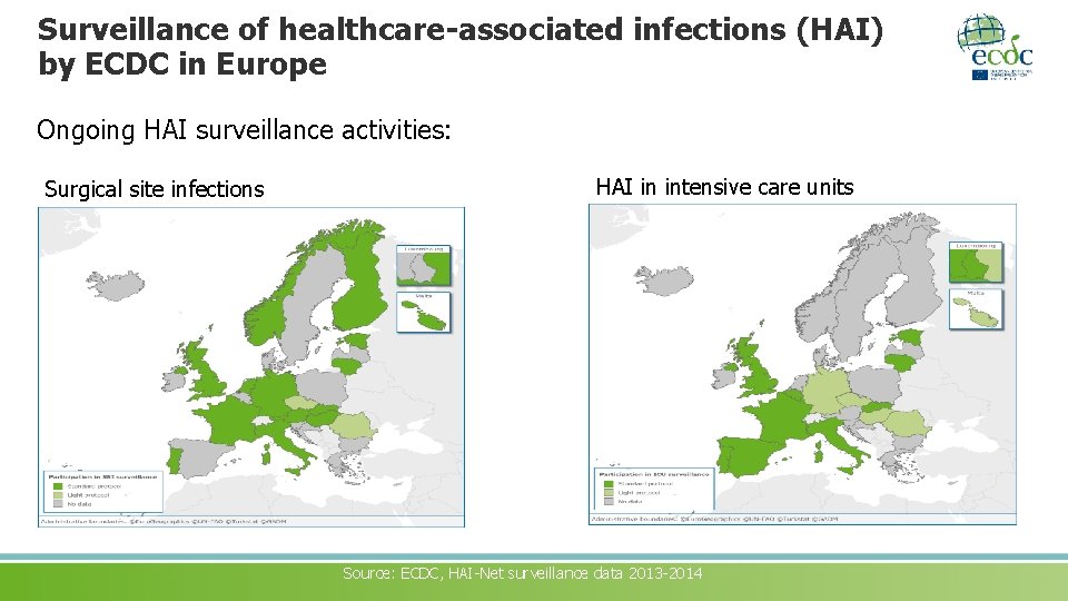 Surveillance of healthcare-associated infections (HAI) by ECDC in Europe Ongoing HAI surveillance activities: Surgical