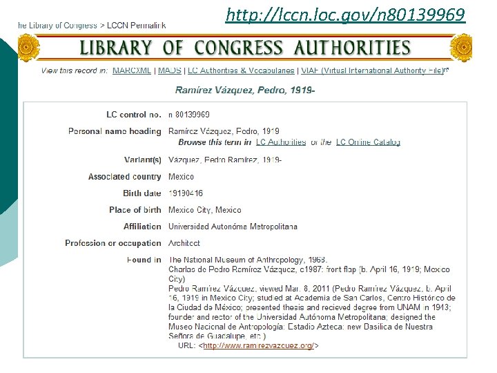 http: //lccn. loc. gov/n 80139969 