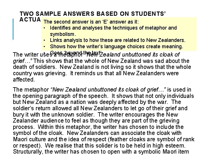 TWO SAMPLE ANSWERS BASED ON STUDENTS’ ACTUALThe ANSWERS IN THE EXAM. second answer is