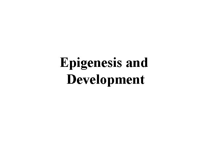 Epigenesis and Development 