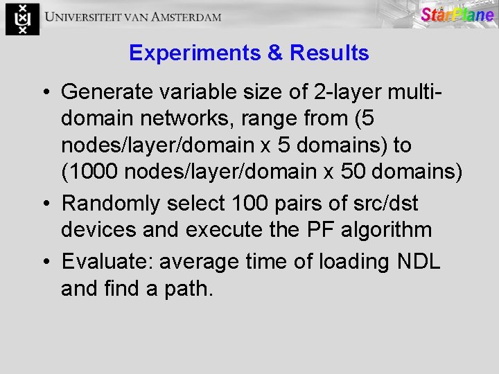 Experiments & Results • Generate variable size of 2 -layer multidomain networks, range from