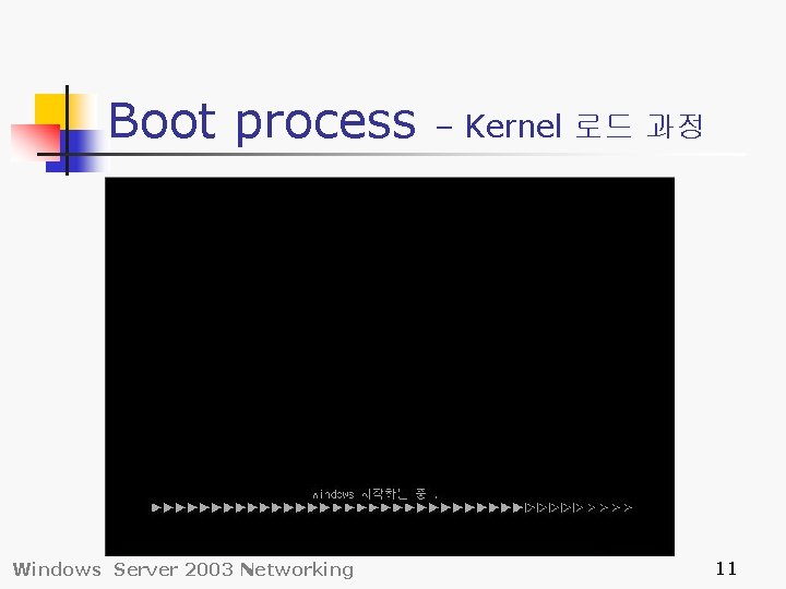 Boot process Windows Server 2003 Networking – Kernel 로드 과정 11 