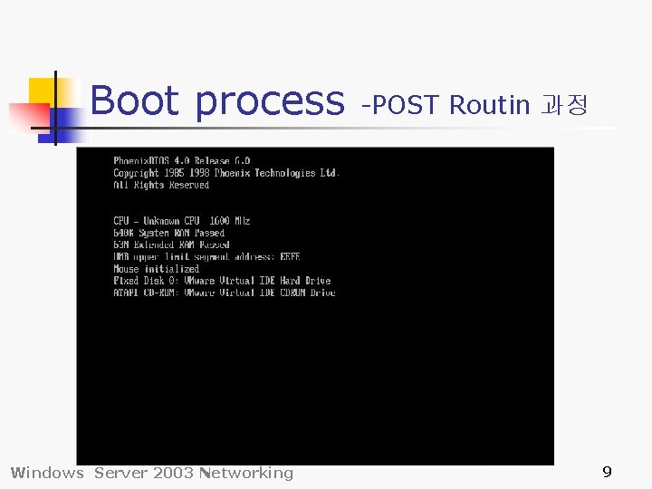 Boot process Windows Server 2003 Networking -POST Routin 과정 9 