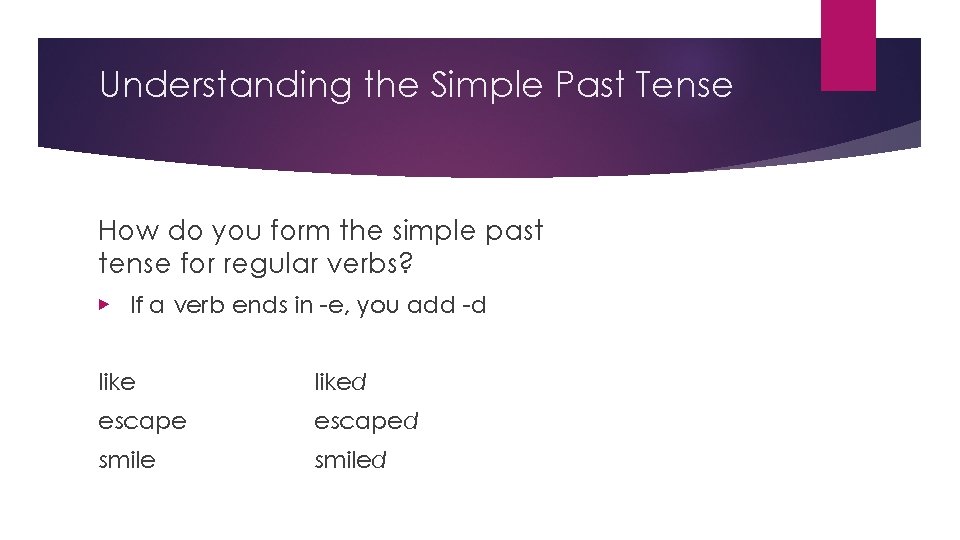 Understanding the Simple Past Tense How do you form the simple past tense for