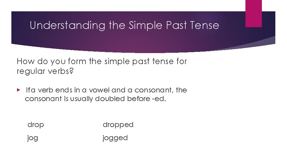 Understanding the Simple Past Tense How do you form the simple past tense for