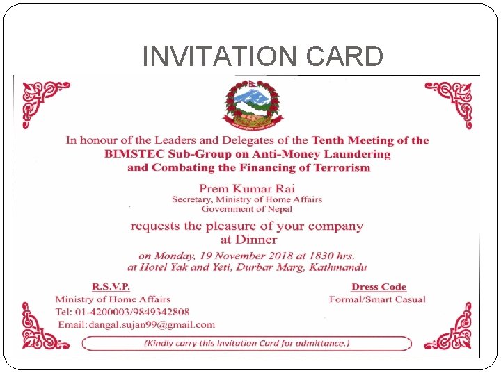 INVITATION CARD INVITATION CARD