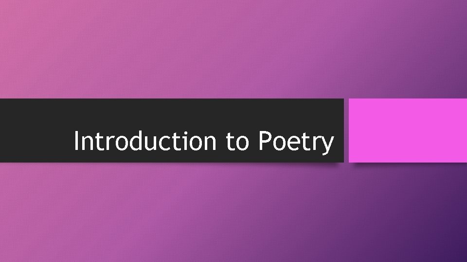 Introduction to Poetry 