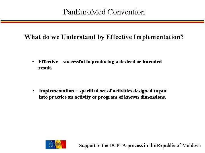 Pan. Euro. Med Convention What do we Understand by Effective Implementation? • Effective =