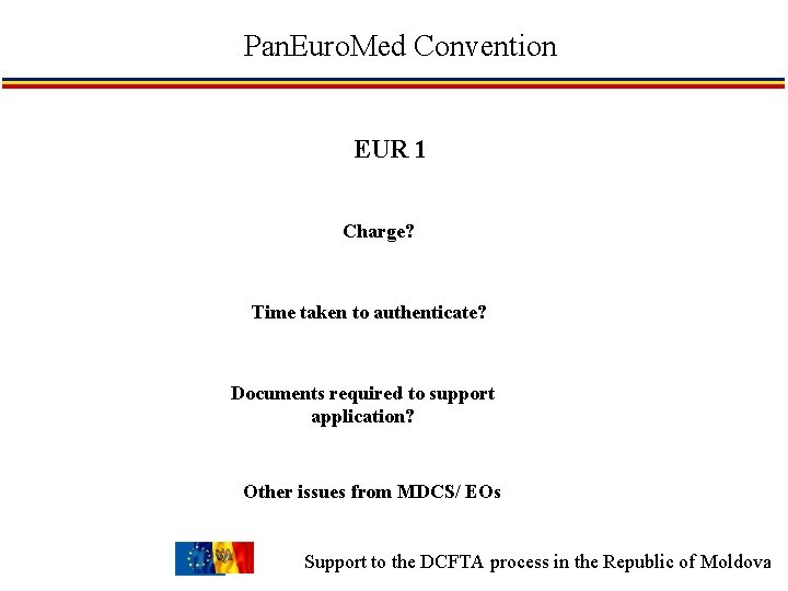 Pan. Euro. Med Convention EUR 1 Charge? Time taken to authenticate? Documents required to