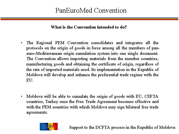 Pan. Euro. Med Convention What is the Convention intended to do? • The Regional