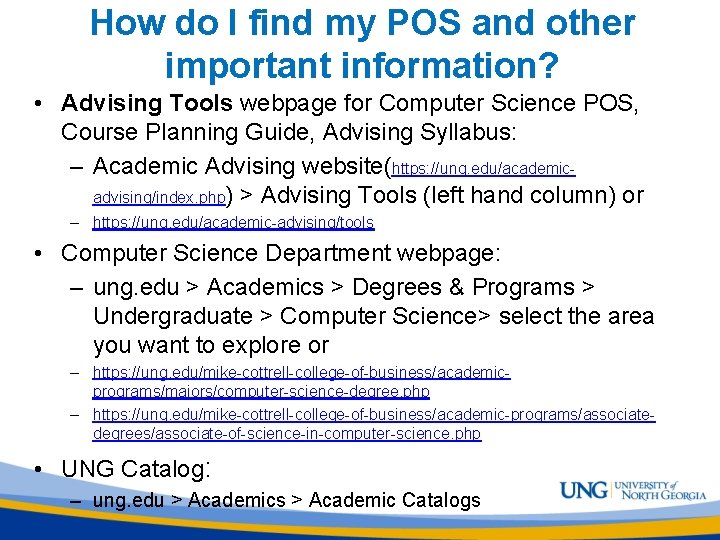 How do I find my POS and other important information? • Advising Tools webpage
