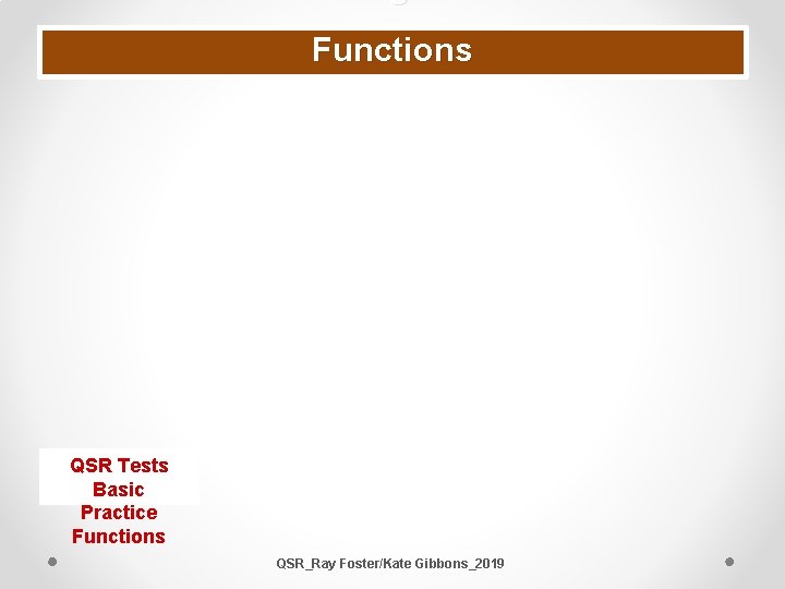 Functions QSR Tests Basic Practice Functions QSR_Ray Foster/Kate Gibbons_2019 