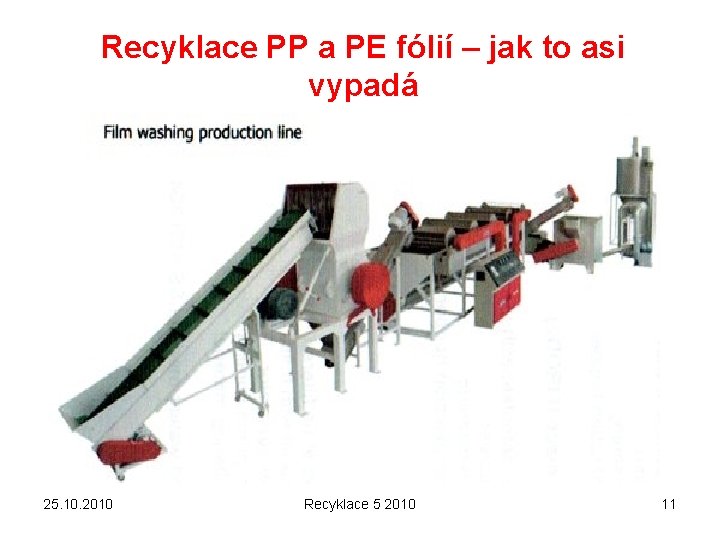 Recyklace PP a PE fólií – jak to asi vypadá 25. 10. 2010 Recyklace