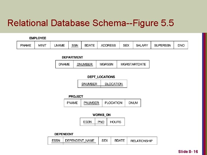 Relational Database Schema--Figure 5. 5 Slide 8 - 16 
