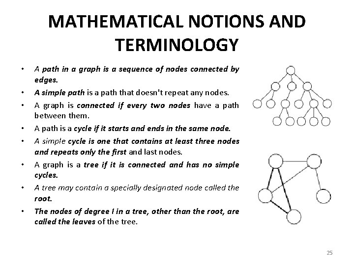 MATHEMATICAL NOTIONS AND TERMINOLOGY • • A path in a graph is a sequence