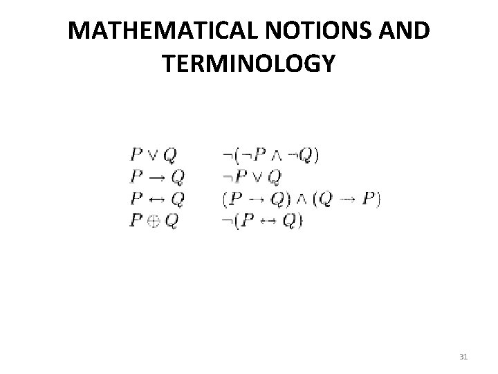 MATHEMATICAL NOTIONS AND TERMINOLOGY 31 