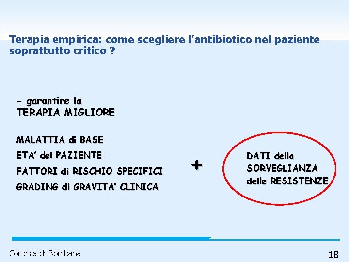 Terapia empirica: come scegliere l’antibiotico nel paziente soprattutto critico ? - garantire la TERAPIA