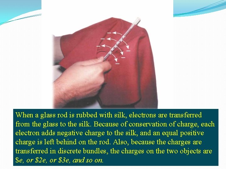 When a glass rod is rubbed with silk, electrons are transferred from the glass