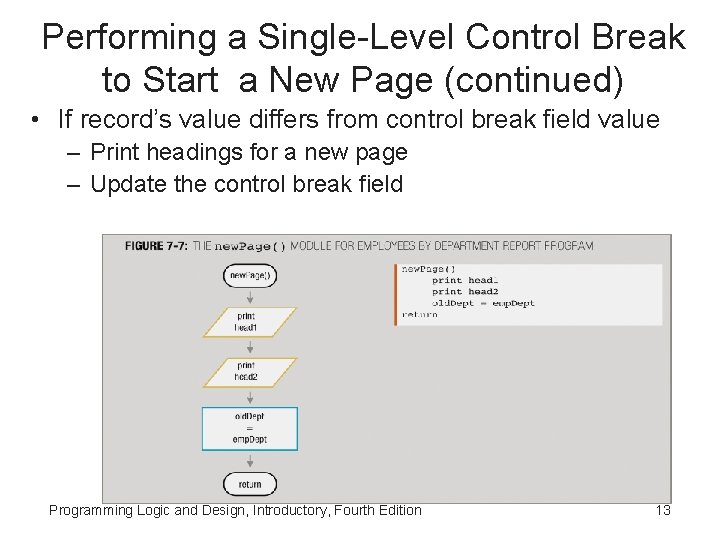 Performing a Single-Level Control Break to Start a New Page (continued) • If record’s