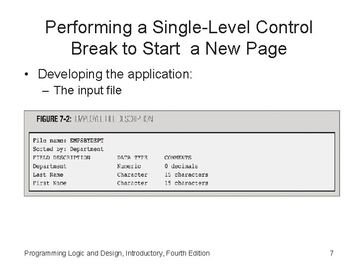 Performing a Single-Level Control Break to Start a New Page • Developing the application: