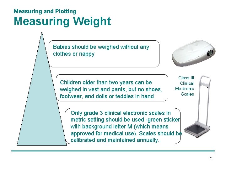 Measuring and Plotting Measuring Weight Babies should be weighed without any clothes or nappy