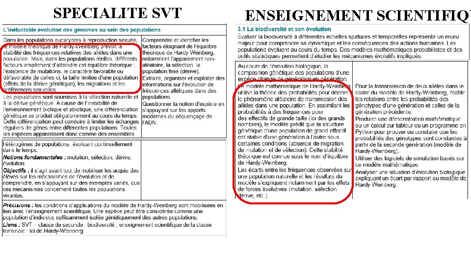 SPECIALITE SVT ENSEIGNEMENT SCIENTIFIQU 