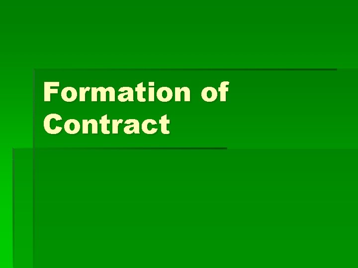 Formation of Contract 