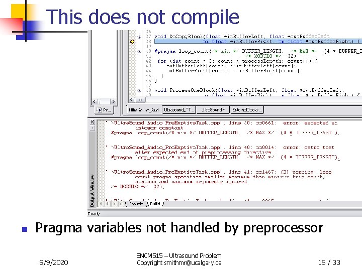 This does not compile n Pragma variables not handled by preprocessor 9/9/2020 ENCM 515