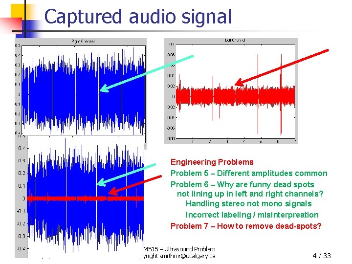 Captured audio signal Engineering Problems Problem 5 – Different amplitudes common Problem 6 –