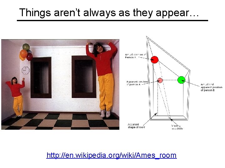 Things aren’t always as they appear… http: //en. wikipedia. org/wiki/Ames_room 